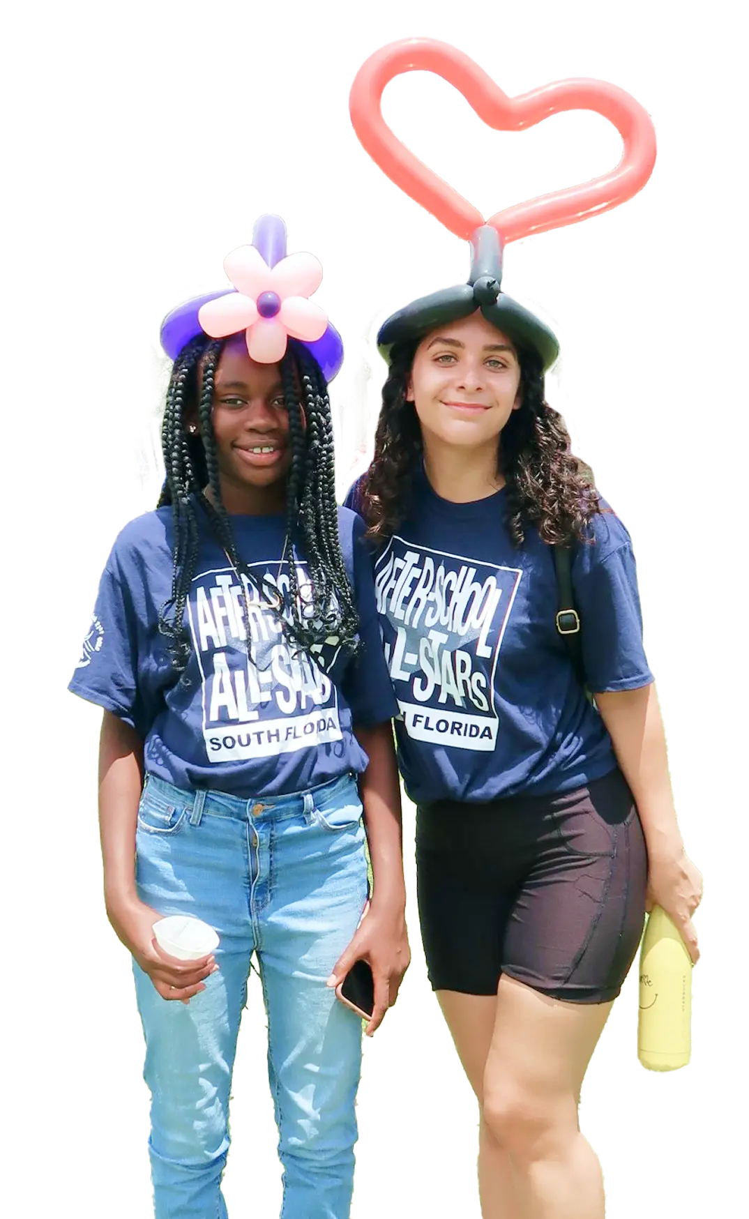 Two girls with dark blue ASAS shirts on